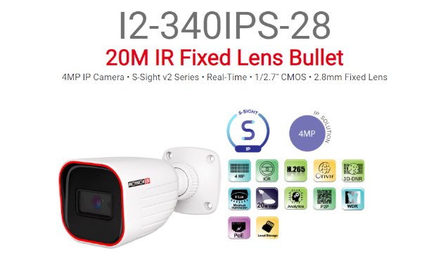 מצלמת צינור Provision I2-340IPSN-28-V2 IP POE 4MP 2.8